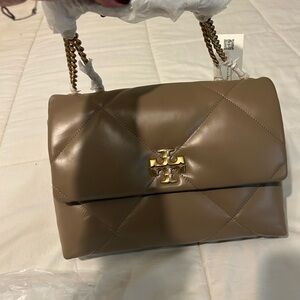 Tory Burch Taupe/Oak Kira Diamond Quilted Shoulder Bag